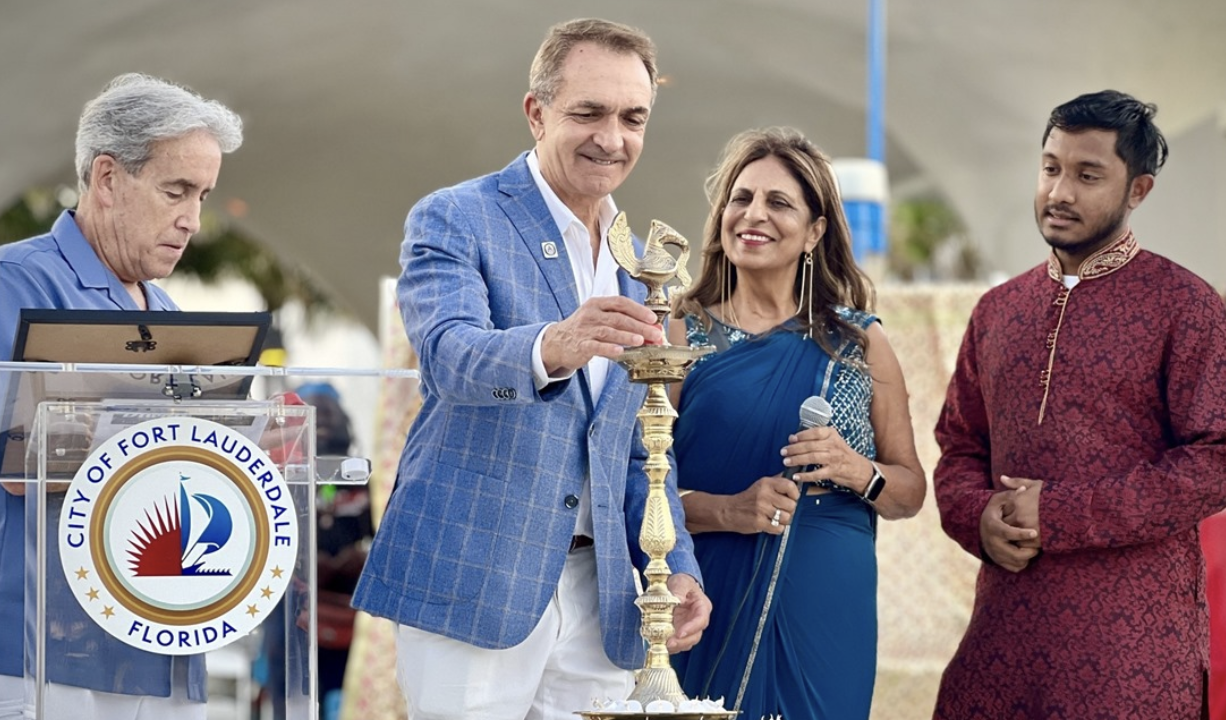 Dean Trantalis, 42nd Mayor of Fort Lauderdale, speaking at the City of Fort Lauderdale podium